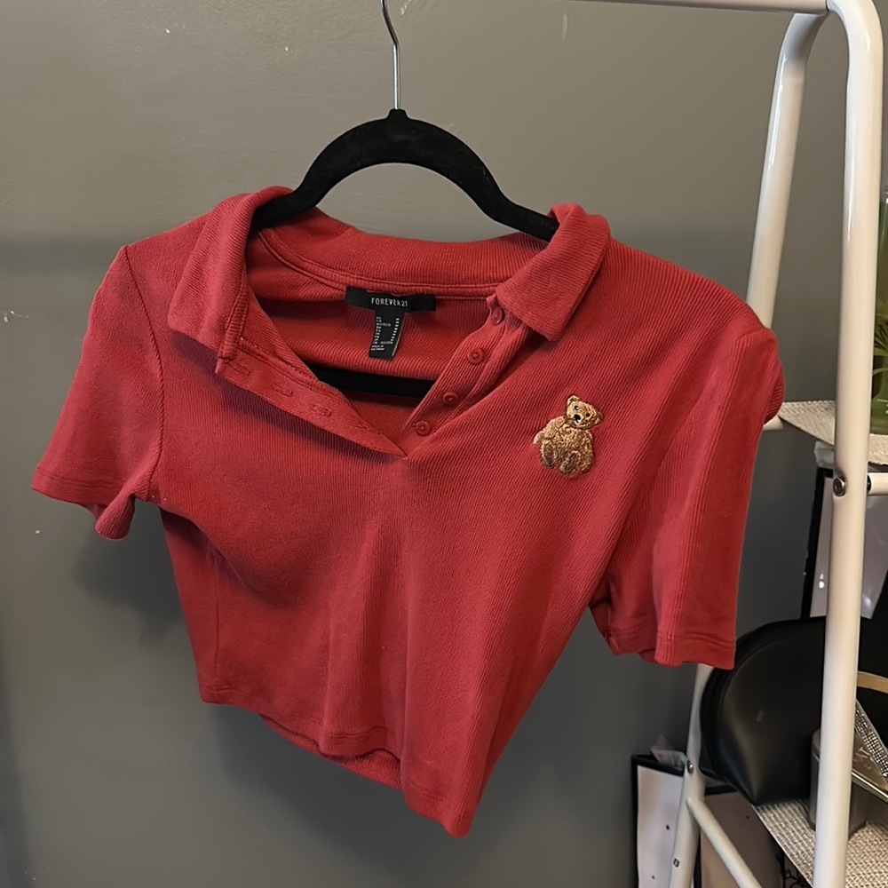 forever 21 red collared top